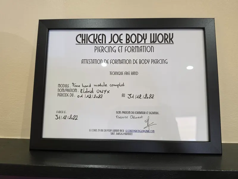 Attestation de formation body piercing
