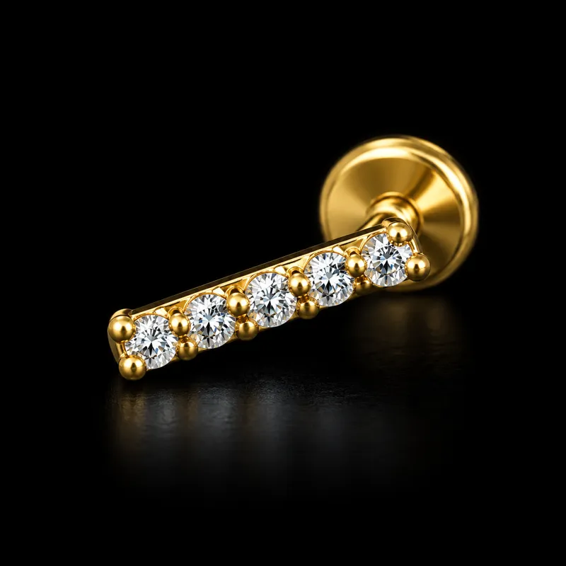 Labret barre courbe sertie