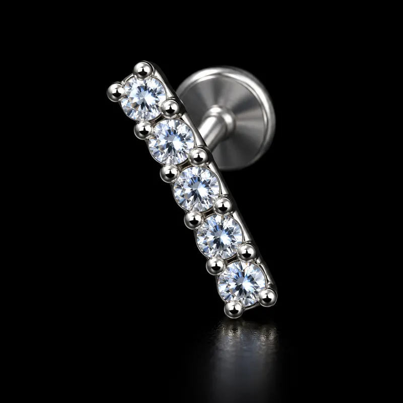 Labret barre verticale sertie