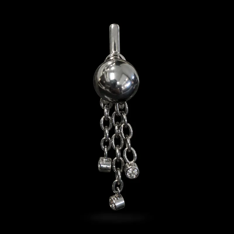 Labret bille argentée à chaînettes