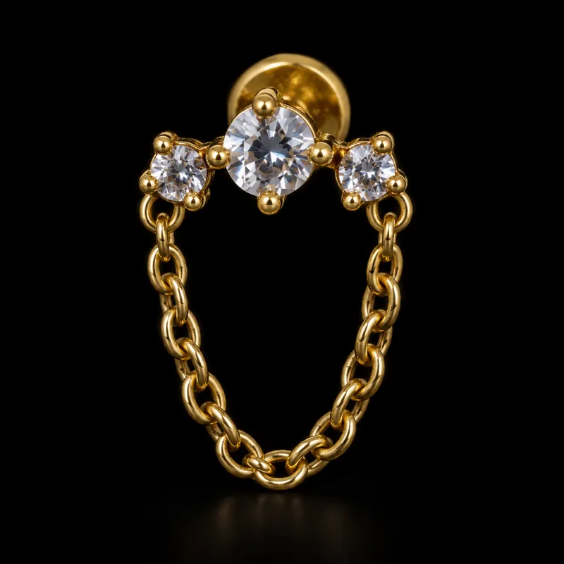 Labret chaînette, pierres marquises