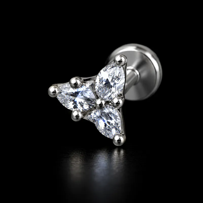 Labret cœur argenté