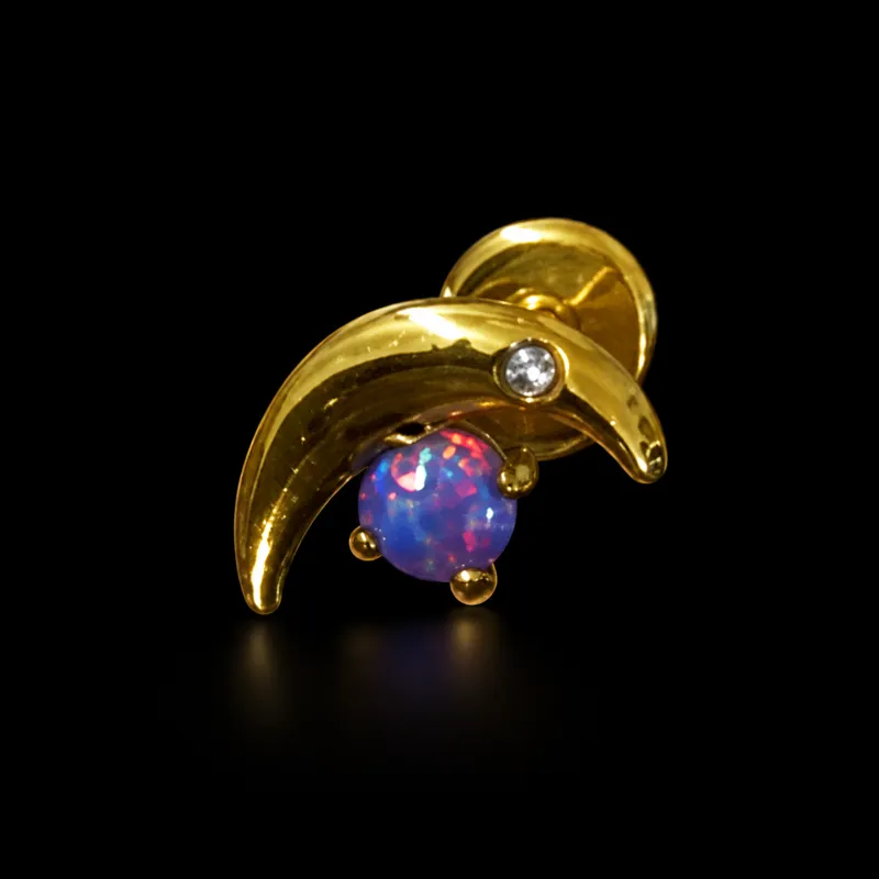 Labret croissant de lune, opale