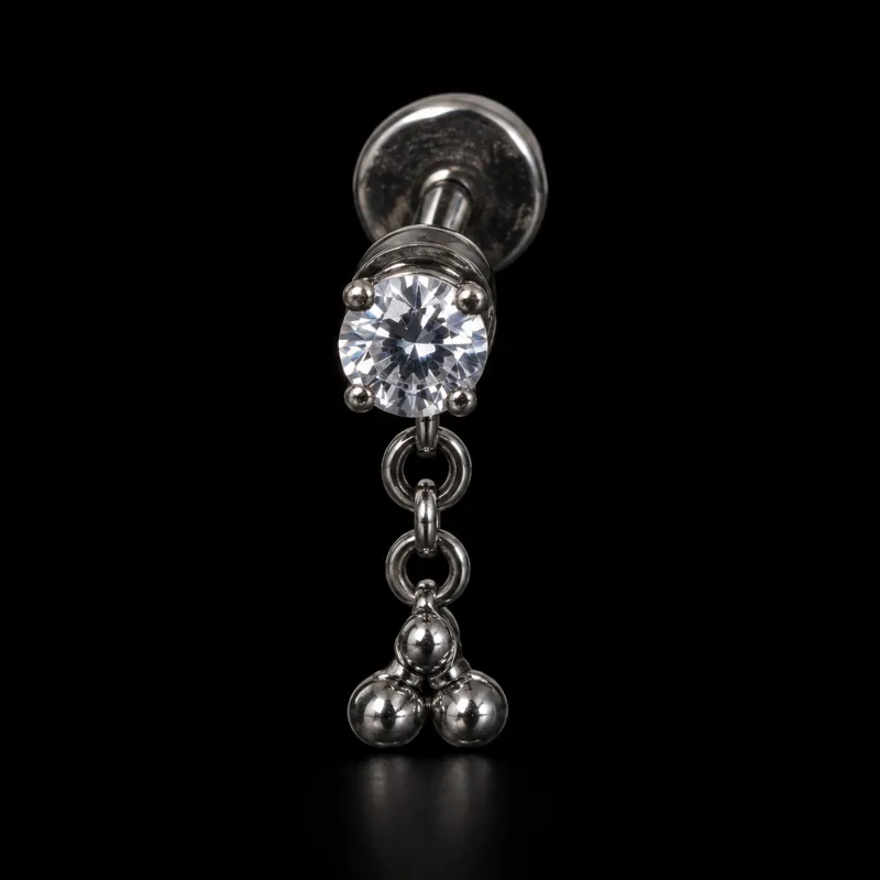 Labret pendant, goutte et billes