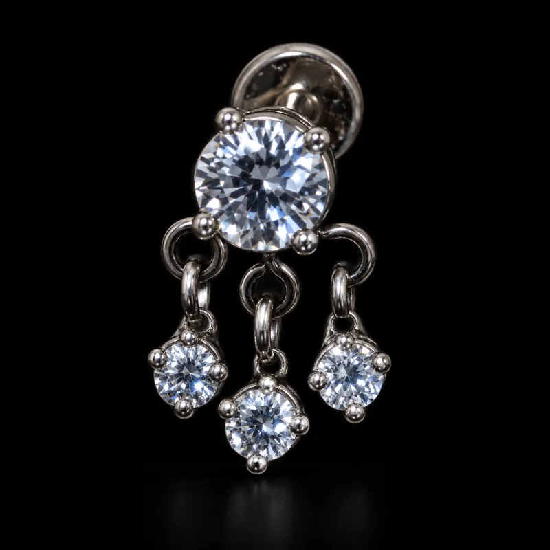 Labret pendant, gouttes de strass