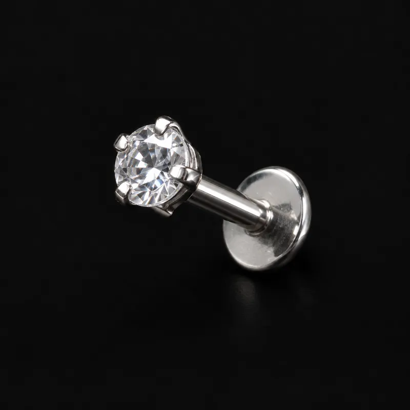 Labret strass argenté