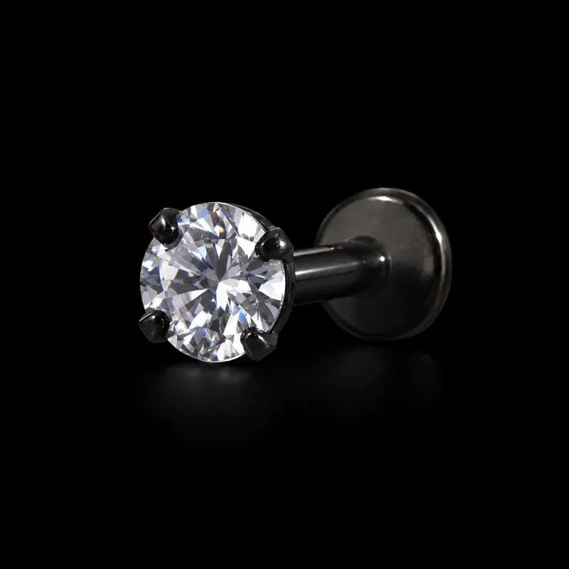 Labret strass sur tige noire