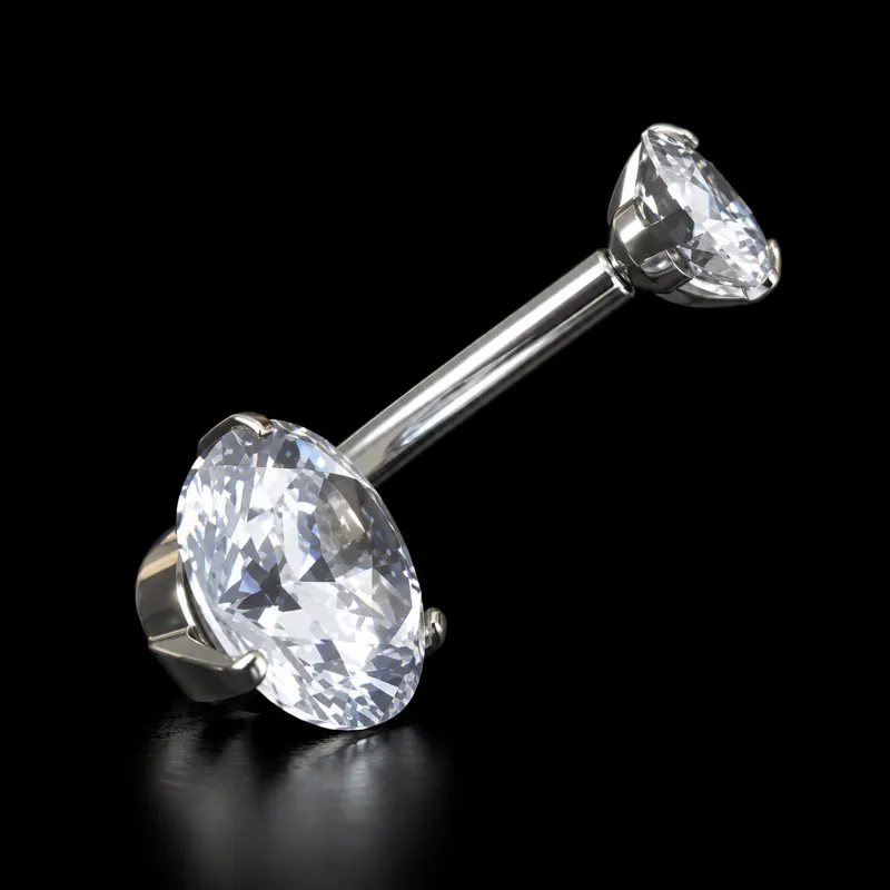 Banane de nombril, zircon argenté