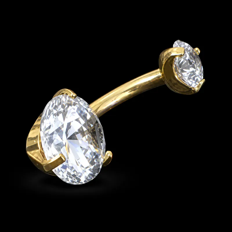 Banane de nombril, zircon doré
